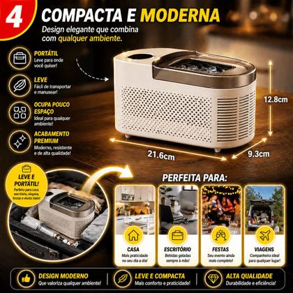 Imagem de Máquina de Gelo Portátil Automática Produz Gelo Rápido em Minutos Compacta e Silenciosa 12V e 110v