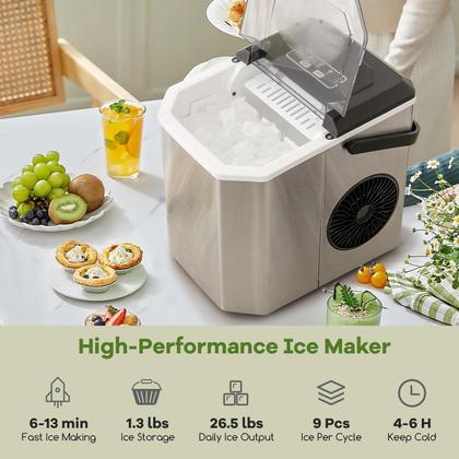 Imagem de Máquina de Gelo Portátil CLEEMAN - 26,5 lbs/24h - Design Moderno em Prata