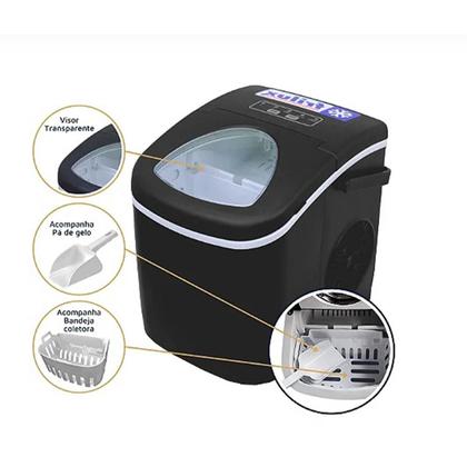 Imagem de Maquina de Gelo Portátil e Automática Frilux Preta 127V QL-12H