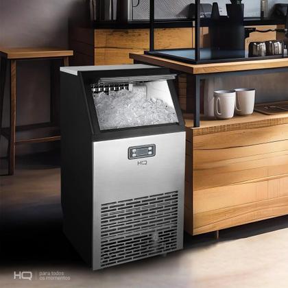 Imagem de Máquina de Gelo Profissional HQ 45kg Turbo Ice Preta e Inox HQ-HQMGI45 220V