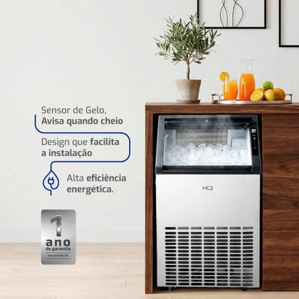 Imagem de Máquina de Gelo Profissional HQ 70kg Turbo Ice Preta e Inox HQ-MGI70 220V