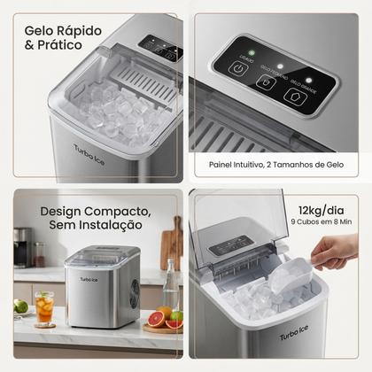 Imagem de Máquina de Gelo Turbo MG-12-GI 127V 60Hz Compacta Residencial Pronta para Uso