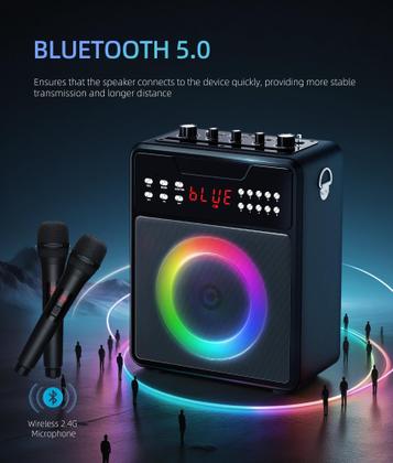 Imagem de Máquina de karaokê NBKLS portátil com microfone sem fio Bluetooth 2