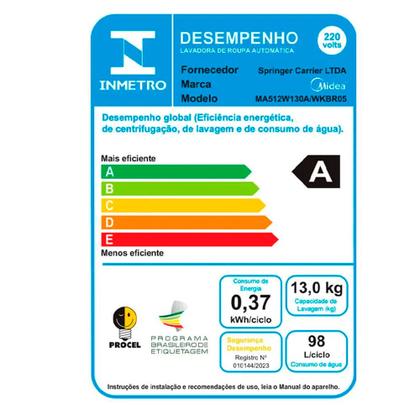 Imagem de Máquina de Lavar 13kg Midea Wave Agitator 220V