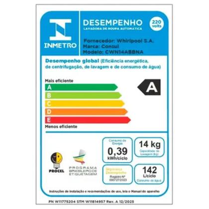 Imagem de Máquina de Lavar 14kg Automática 12 Programas CWN14AB Consul