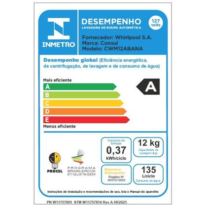 Imagem de Máquina de Lavar Branca Consul 12kg com Dosagem Econômica e Ciclo Edredom - CWM12AB