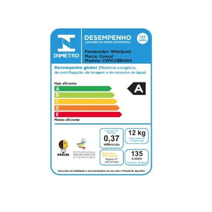 Imagem de Máquina de Lavar Consul 12 kg com Dosagem Econômica e Ciclo Edredom Branca CWH12BB  220 Volts
