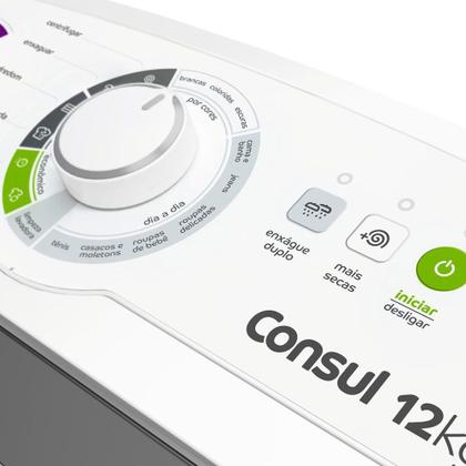 Imagem de Máquina de Lavar Consul 12Kg CWH12BB com Dosagem Econômica e Ciclo Edredom Branca 110V