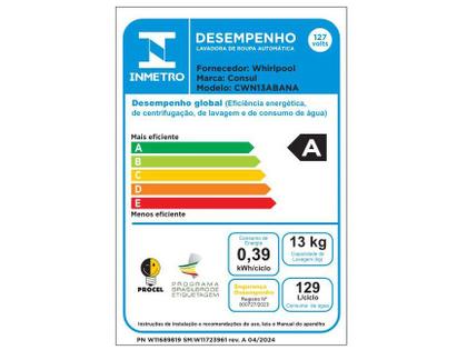 Imagem de Máquina De Lavar Consul 13 Kg Com Modo Eco Branco 127V