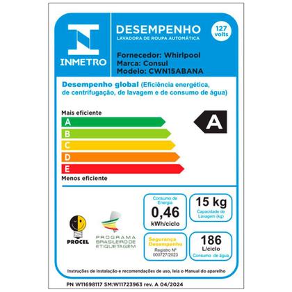 Imagem de Máquina de Lavar Consul 15 Kg Branca com Modo Eco - CWN15AB