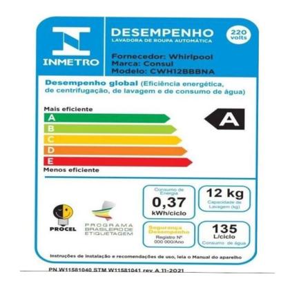 Imagem de Máquina De Lavar Cônsul CWH12BB 12kg Automática Ciclo Edredom