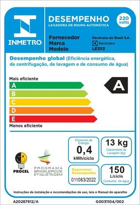 Imagem de Máquina de Lavar Electrolux 13kg Branca Essential Care com Cesto Inox e Jet&Clean (LED13)