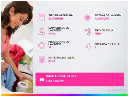 Imagem de Máquina de Lavar Electrolux 14kg Branca Premium Care com Cesto Inox e Jet&clean (LEC14)