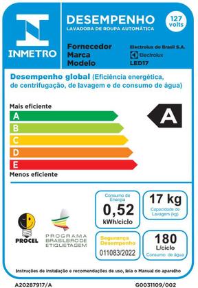Imagem de Máquina de Lavar Electrolux 17kg Branca Essential Care com Cesto Inox e Jet&Clean (LED17)