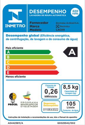 Máquina de Lavar Electrolux 8,5kg Branca Turbo Economia com Jet&Clean e Filtro Fiapos (LAC09) Imagem de Máquina de Lavar Electrolux 8,5kg Branca Turbo Economia com Jet&Clean e Filtro Fiapos (LAC09)