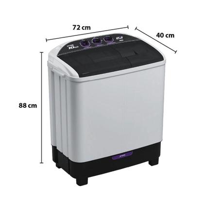 Imagem de Máquina De Lavar, Lavadora Tanquinho e Centrifuga 10kg 2 Em 1 Branca Twin Tub 127V Praxis