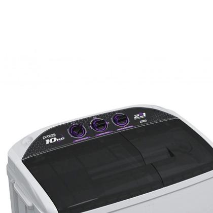 Imagem de Máquina De Lavar, Lavadora Tanquinho e Centrifuga 10kg 2 Em 1 Branca Twin Tub 127V Praxis