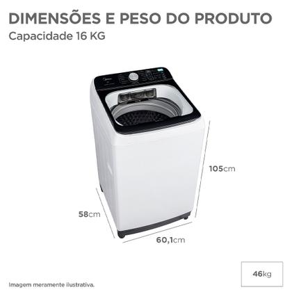 Imagem de Máquina de Lavar Midea 16Kg MA512W160A/WK04 Wave Agitator Função Turbo Branca 110V