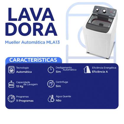 Imagem de Máquina de Lavar Mueller 13kg Automática 11 Programas MLA13