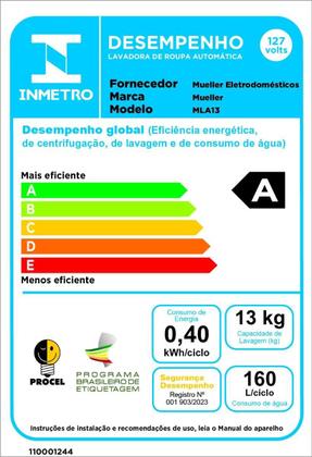 Imagem de Máquina de Lavar Mueller 13kg com Ultracentrifugação e Ciclo Rápido MLA13