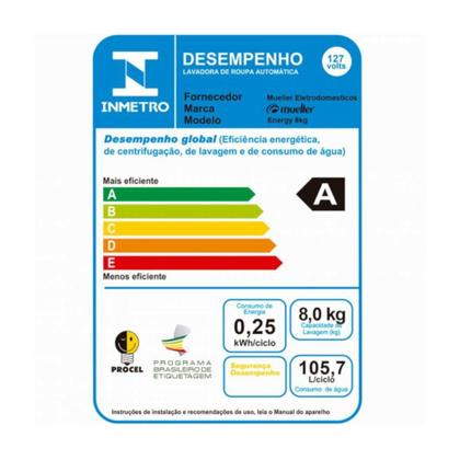 Imagem de Máquina de Lavar Mueller Energy 8kg 11 Programas de Lavagem