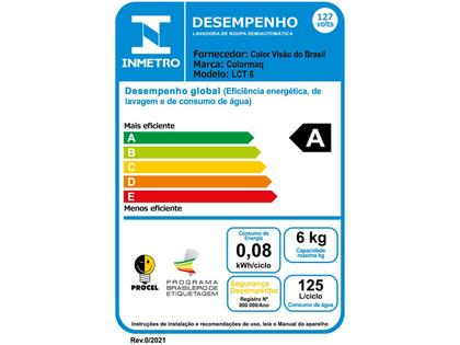 Imagem de Máquina de Lavar Roupa 6 Kg Tanquinho Semiautomático Colormaq Ecomax Prata