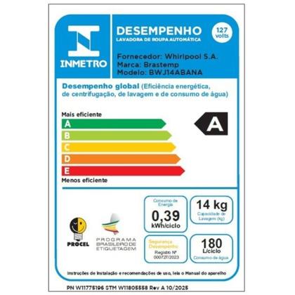 Imagem de Máquina de Lavar Roupa Brastemp 14Kg BWJ14AB com Smart Sensor e Reduzir Tempo Branca