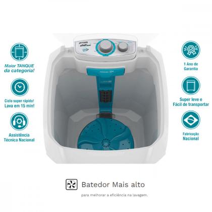 Imagem de Máquina de Lavar Roupa Praxis Semiautomática Inverter 22 kg 300W 127V Branco - 10188078000