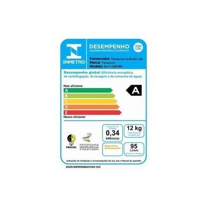 Imagem de Máquina de Lavar Roupas 12Kg, Panasonic, NA-F120B1WB, Cesto Inox, Branca