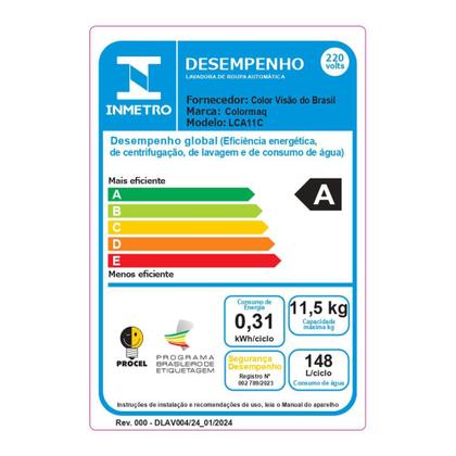 Imagem de Maquina de Lavar Roupas Automatica 11kg Colormaq LCA11,5 Turbo Lavagem
