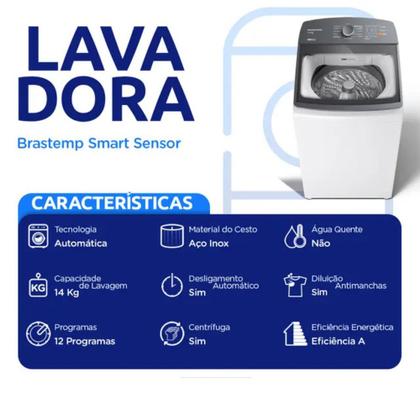 Imagem de Máquina de Lavar Smart Sensor 14Kg Automática BWF14ABANA Brastemp