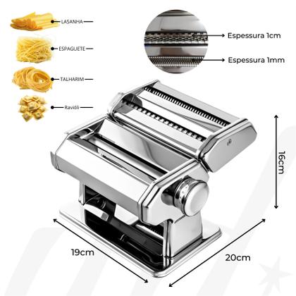 Imagem de Máquina de Macarrão Inox Completa Faz Ravióli Espaguete Talharim Lasanha