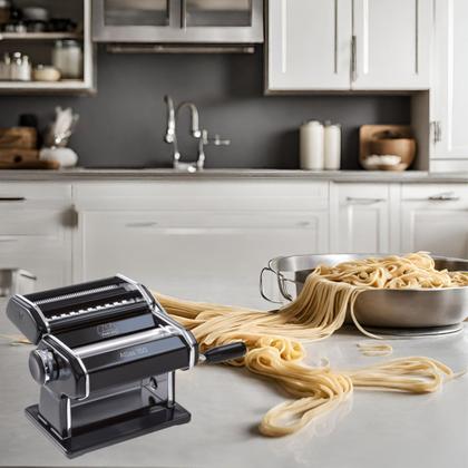 Imagem de Máquina de Macarrão Italiana Marcato Atlas 150 Preta Manual 3 Massas Original Importada 3 Acessórios Inclusos