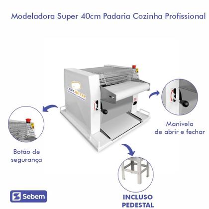 Imagem de Máquina de Modelar Pão de sal, Cacetinho, Carioquinha e Pão francês Copametal 40cm para Padaria