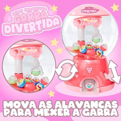 Imagem de Máquina De Pegar Bolinhas Brinquedo Infantil Interativo Com Luz E Som Cor Rosa - Dm Toys