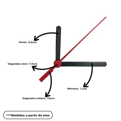 Imagem de Máquina de Relógio Tic Tac Quartz de Parede 16,5mm com Ponteiros Palito 10cm Preto Número Dourado