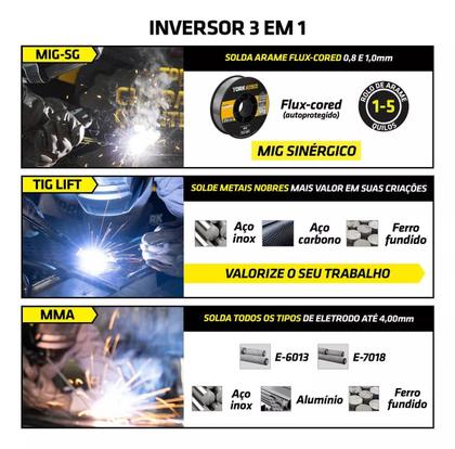 Imagem de Maquina De Solda Inversora Mig Tig Mma Multiprocesso 160 A Bivolt Trisolda Imets81605kbiv Supertork