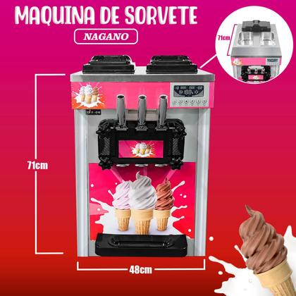 Imagem de Máquina de Sorvete Expresso 3 Sabores Inox Conservação Noturna - 220v