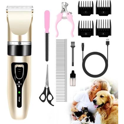 Imagem de Máquina De Tosa Profissional 127/220V P/ Pets Usb Recarregavél Cor Dourado