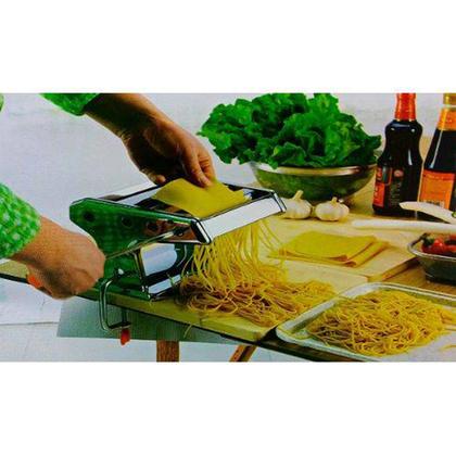 Imagem de  Máquina Fazer Macarrão Massas Manual Abrir Fresca Cortar