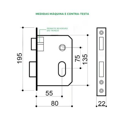 Imagem de Máquina Fechadura 55mm Abnt Em Aço Inox Escovado