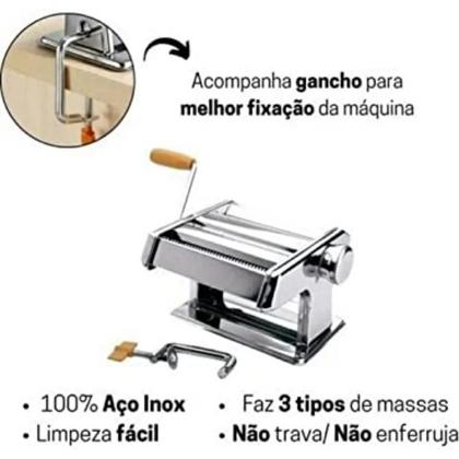 Imagem de Máquina Fer Macarrão Massas Manual Caseiro Italiana Fresca