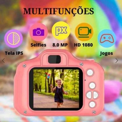 Imagem de Máquina Fotográfica Digital Infantil Sd Vídeos Hd Fotos Jogo Cor Rosa