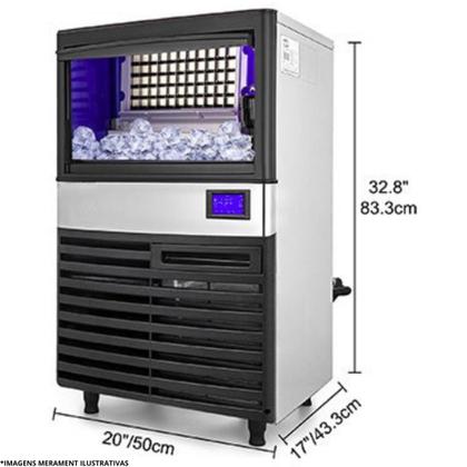 Imagem de Máquina Gelo Para Bar 70kg Cubo Inox Filtro Pá Armazena 12kg