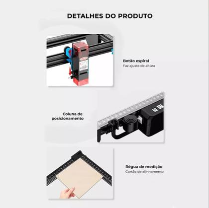 Imagem de Maquina Gravadora Impressora Laser Corte Cnc Two Trees Wi-Fi 80w 30x30cm TTS 10 Pro
