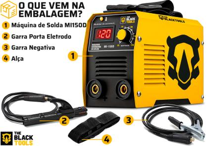 Imagem de Máquina Inversora De Solda Elétrica Mma Eletrodo Mi150d 220v The Black Tools