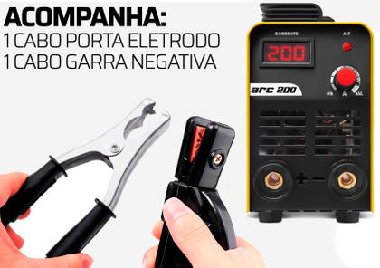 Imagem de Máquina Inversora De Solda Portatil Mma Eletrodo Tig Top Arc200 Com Kit Mascara e Esquadros