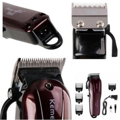 Imagem de Maquina Kemei 2600+Kit Tesouras De Corte Cabelo Profissional