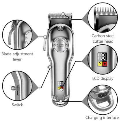 Imagem de Máquina Kemei De Cortar Cabelo Profissional Visor Lcd Km1986 Dourado