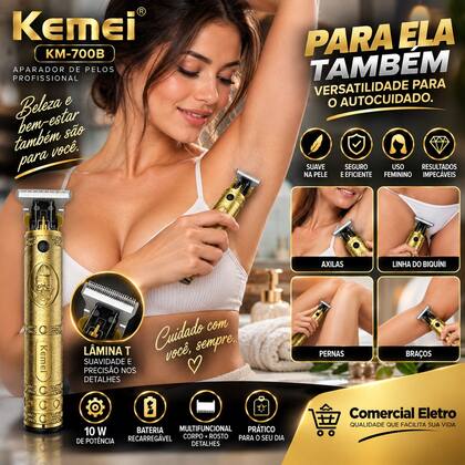 Imagem de Maquina Kemei KM700B Kemei Dragão 10W Potencia Aparador De Pelos Corta Cabelo Acabamento